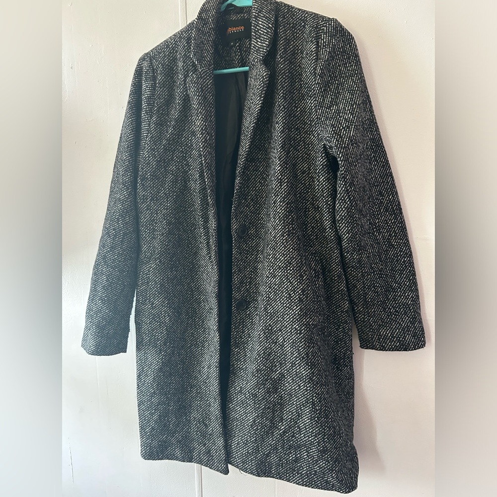 Grey and black tweed coat